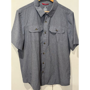 Men's Gerry Button Down short sleeve lightweight Shirt Size L Gray